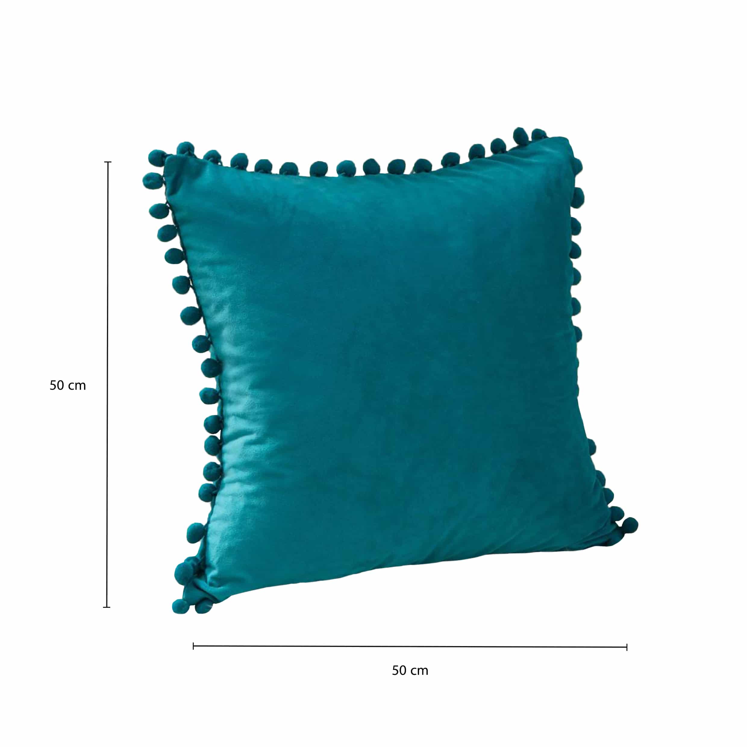 Turquoise Fluweel Gevuld Sierkussen 50 X 50 Cm Homeliving