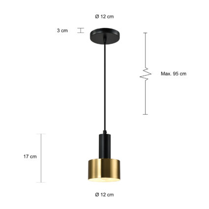 afmetingen lamp goud zwart