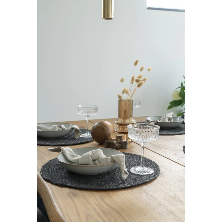 set van vier ronde jute placemats, placemats, jute placemats, jute, rond, set van vier, donkergrijs