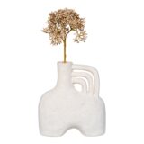 Beige vaas met organische vorm, vaas, beige keramische vaas, decoratieve vaas, bloemenvaas,