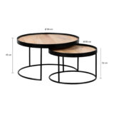 salontafeltjes, salontafel, tafels, FSC®-gecertificeerd mangohout, salontafel set, set, ronde salontafels, twee ronde tafels,