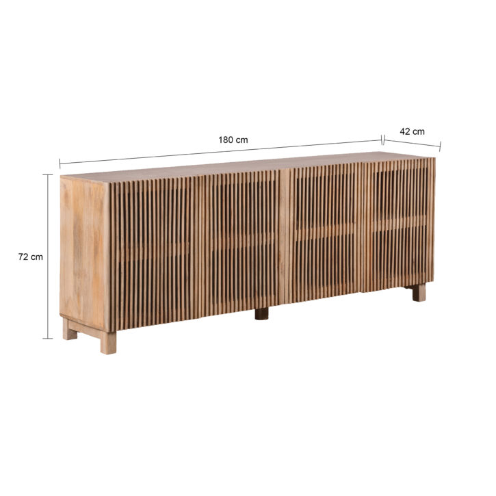 dressoir, naturel dressoir, houten dressoir, wandkast, dressoir hout - Afmeting