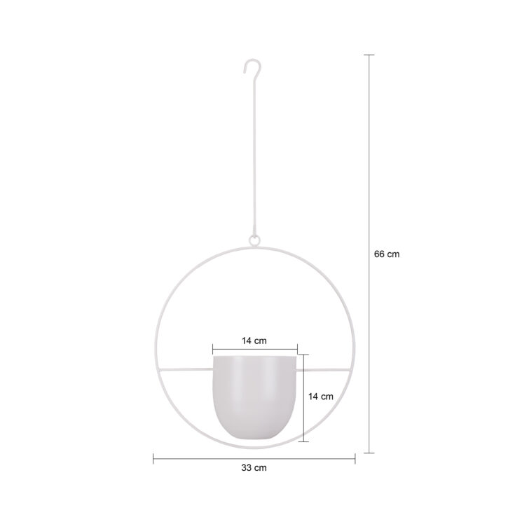 hangende bloempot, bloempot, grijze bloempot, hang bloempot - Afmeting