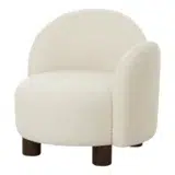 bouclé loungestoel, bouclé fauteuil, fauteuil, fauteuil wit, witte fauteuil, ronde fauteuil, bouclé stof