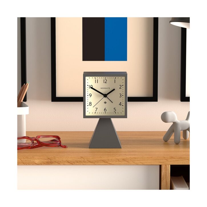 Brain | Mid-Century Retro Alarm/Desk Clock | Matt Blizzard Grey | Style Shot Fron