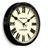 Black Station Wall Clock - Roman Numeral - Classic Large - Newgate Battersby CLJ71K (skew)