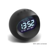 Digital Centre of the Earth Alarm Clock | Black with Black LCD Display - Cable Connected