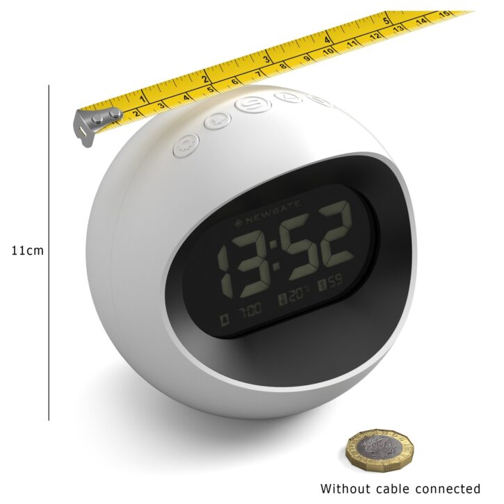 Digital Centre of the Earth Alarm Clock | White with Black LCD Display - Dim