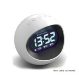 Digital Centre of the Earth Alarm Clock | White with Black LCD Display - Cable Connected