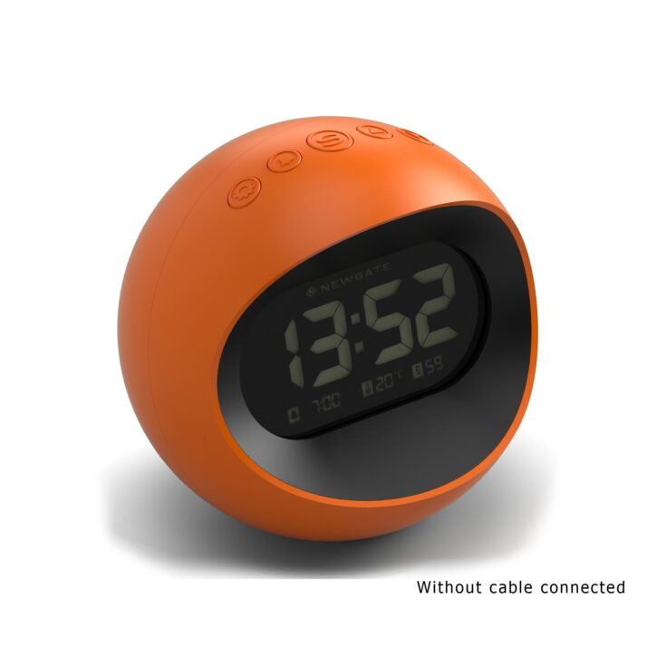 Digital Centre of the Earth Alarm Clock | Orange with Black LCD Display - without cable connected