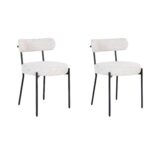 witte eetkamerstoelen, set van 2 stoelen, stoelen, Eetkamer stoel, eetkamerstoelen, eetkamerstoel bouclé, eetstoel,