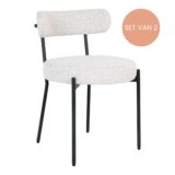 witte eetkamerstoelen, set van 2 stoelen, stoelen, Eetkamer stoel, eetkamerstoelen, eetkamerstoel bouclé, eetstoel,