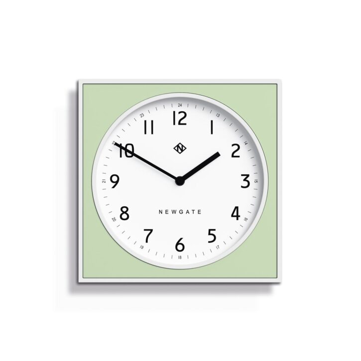 Modern Wall Clock - White Case with Colourful Neo-mint Pannel - Newgate Burger and Chips BURG261WNM