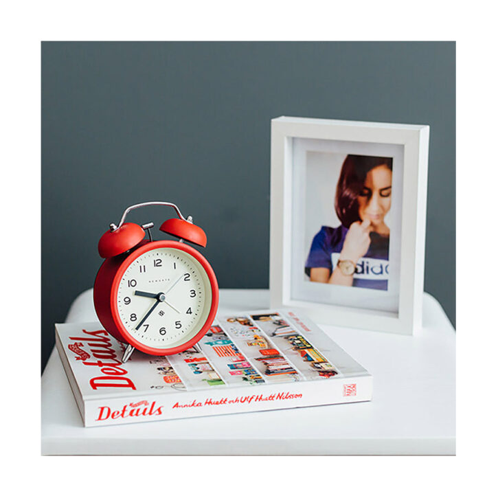 Modern Alarm Clock - Bright Colour Red - Silent 'No Tick' - Newgate Echo CBM134FER (homeware) 1