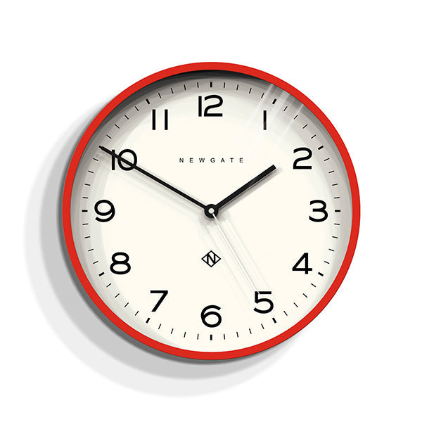 Modern Wall Clock - Bright Colour Red - Newgate Echo NUMTHR129FER