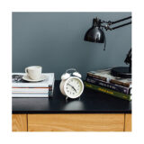 Modern White Alarm Clock - Silent 'No Tick' - Newgate Echo CBM134PW (homeware)