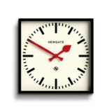 Number Five | Square Station Wall Clock | Brightly Coloured Hands - NUMFIV390KFR - Front