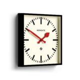 Number Five | Square Station Wall Clock | Brightly Coloured Hands - NUMFIV390KFR - Skew