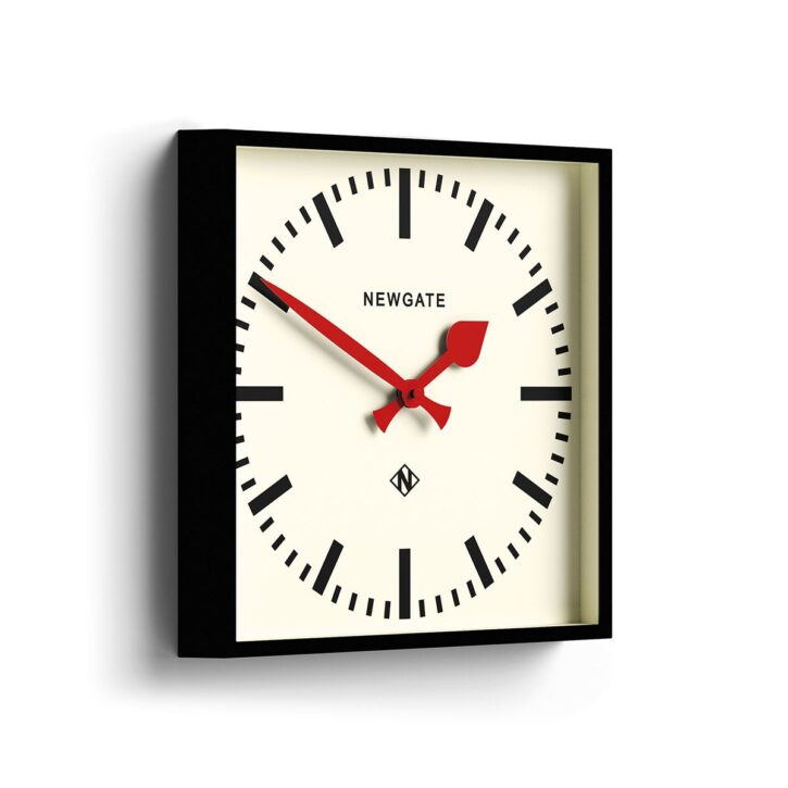 Number Five | Square Station Wall Clock | Brightly Coloured Hands - NUMFIV390KFR - Skew