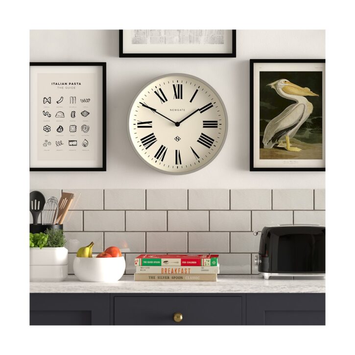 Grey Roman Numeral Wall Clock | Matt Grey Matt Grey | Style Shot 2