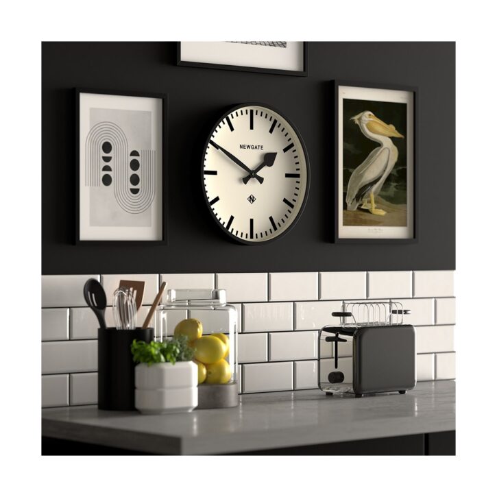 Newgate Black Station Wall Clock | Black - Skew Style Shot