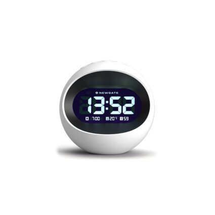 Digital Centre of the Earth Alarm Clock | White with Black LCD Display - Front