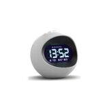 Digital Centre of the Earth Alarm Clock | White with Black LCD Display - Skew