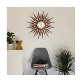 Sunburst Wall Clock - Mid-Century Wooden Star Rays - Newgate Pluto PLUTOG (home accessories)