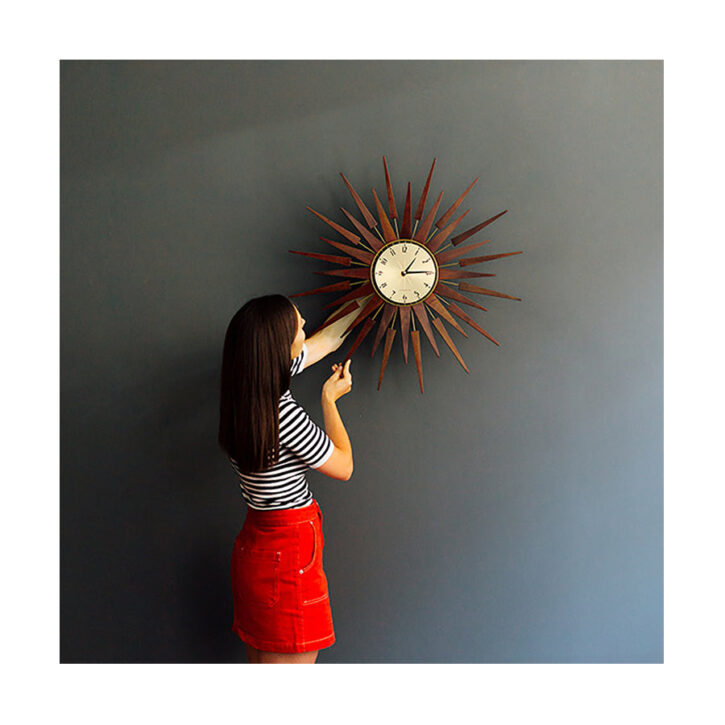 Sunburst Wall Clock - Mid-Century Wooden Star Rays - Newgate Pluto PLUTOG (lifestyle)