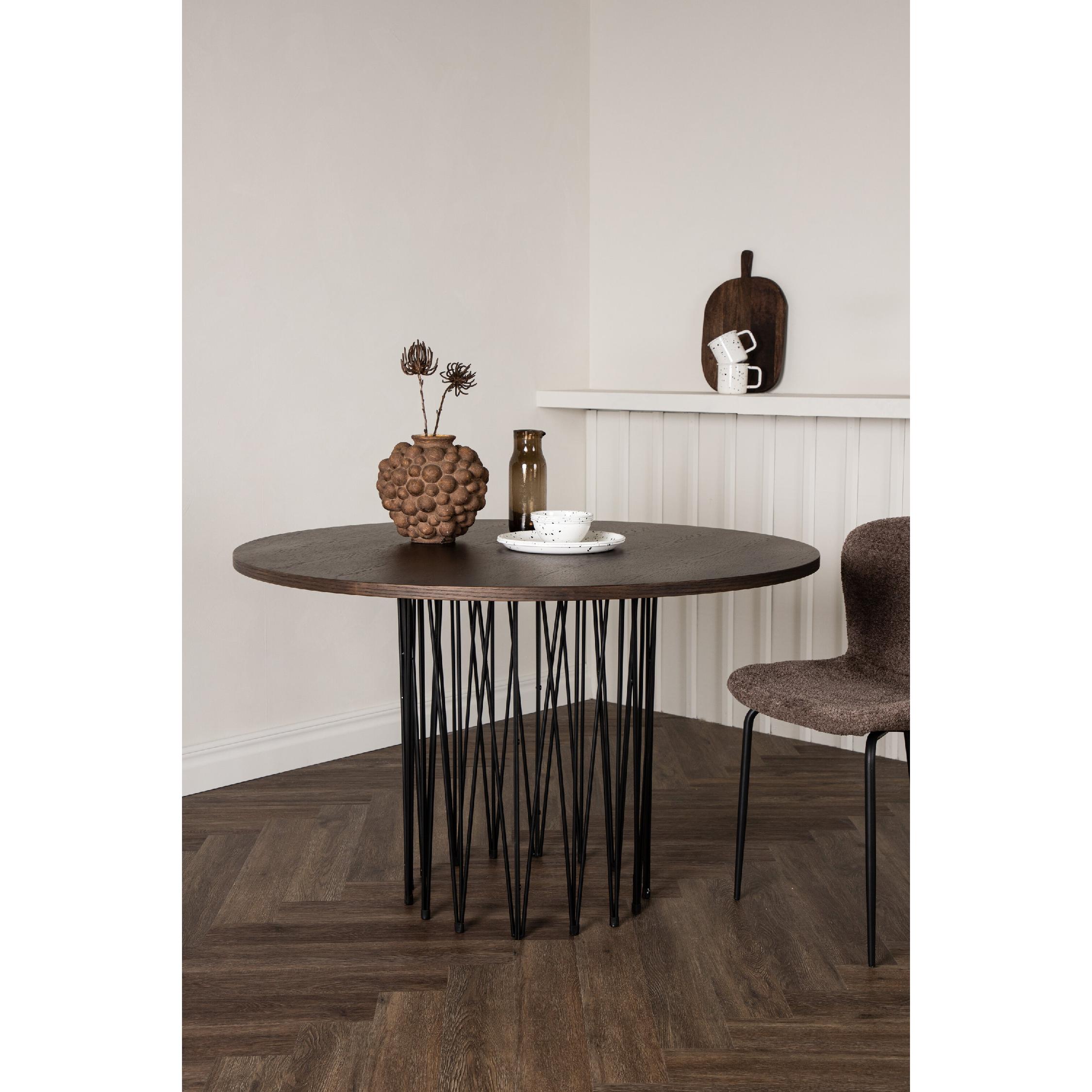 Ronde eettafel zwart mocca fineer afbeelding 13