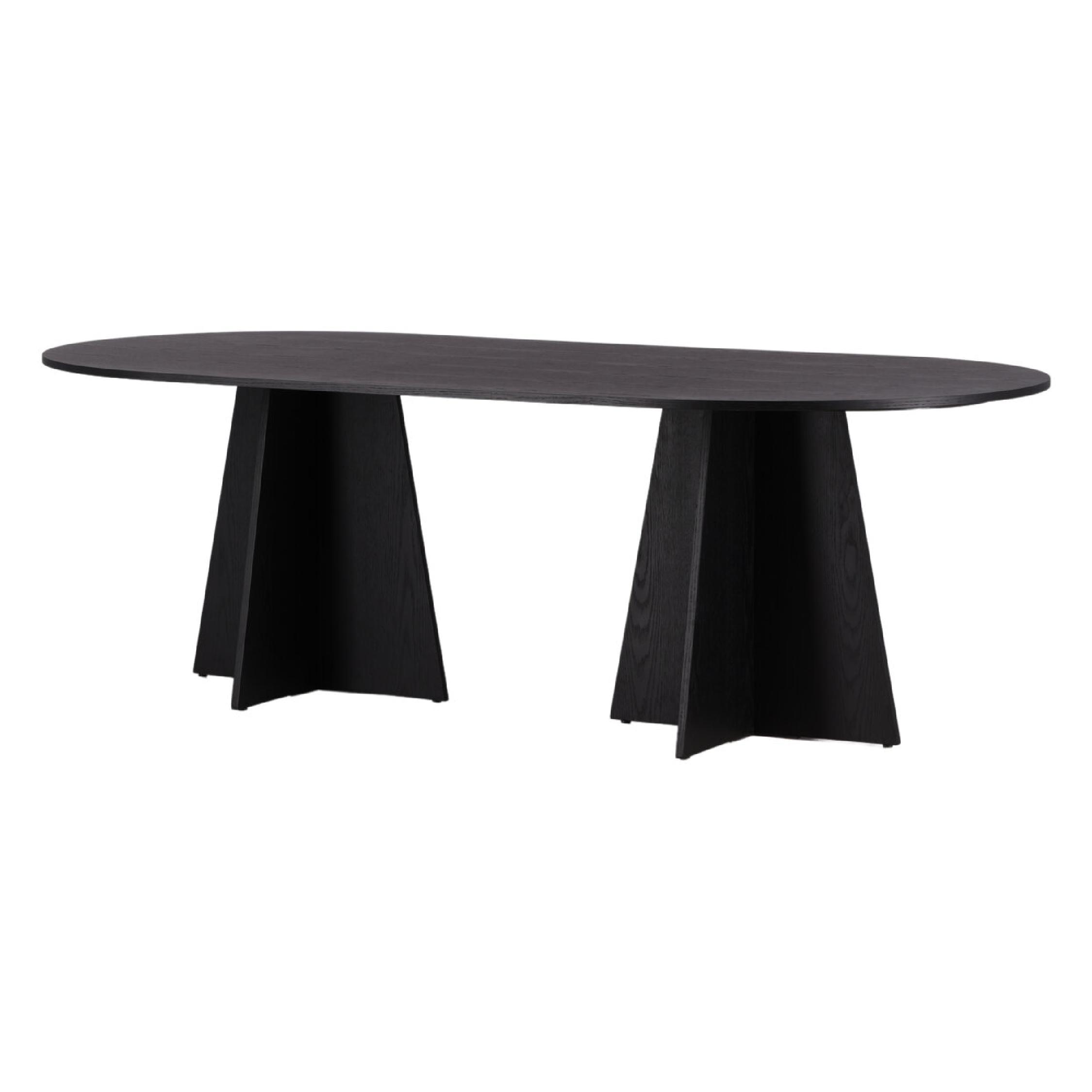 Ovale zwarte eettafel fineer afbeelding 8