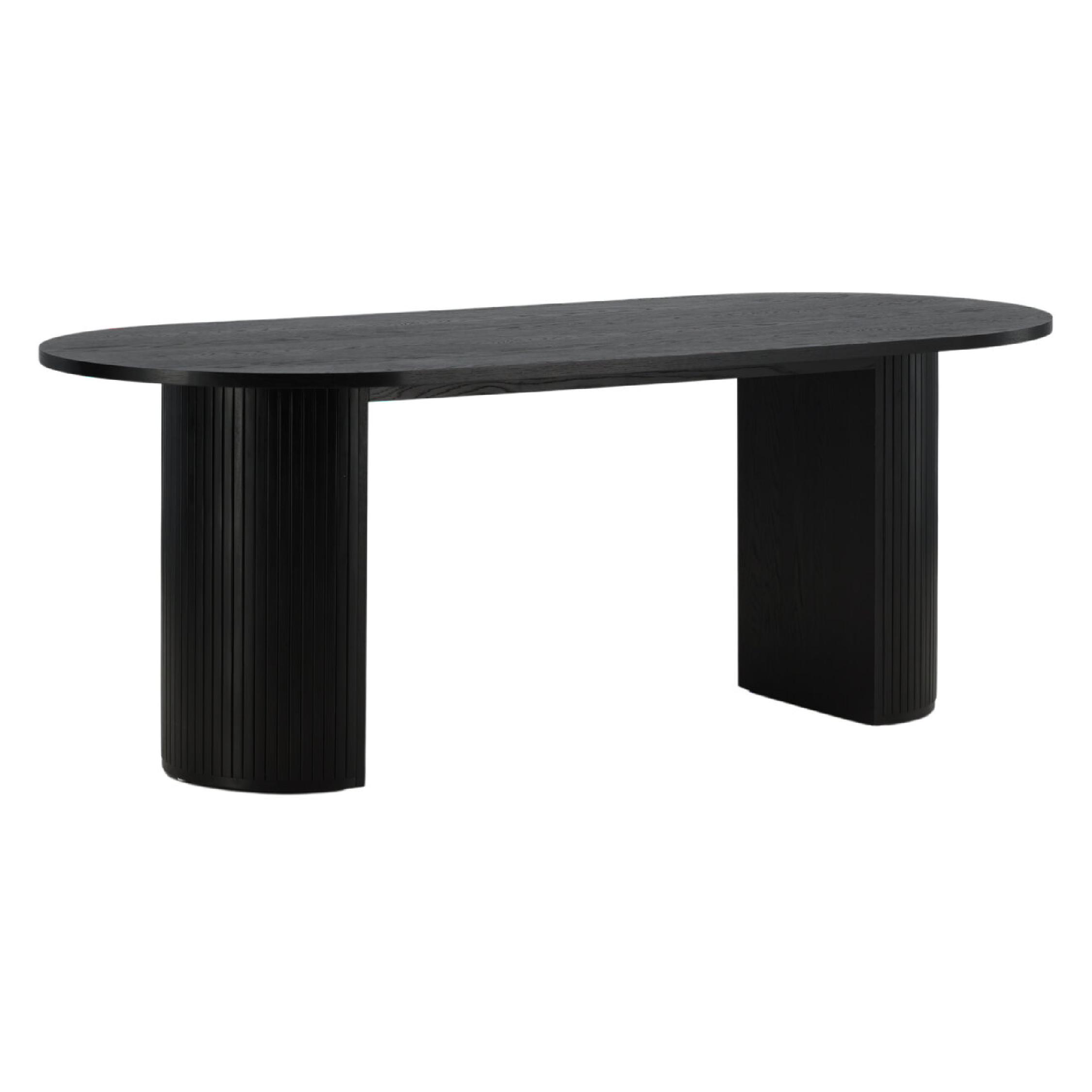 Ovale zwarte eettafel moderne stijl afbeelding 12