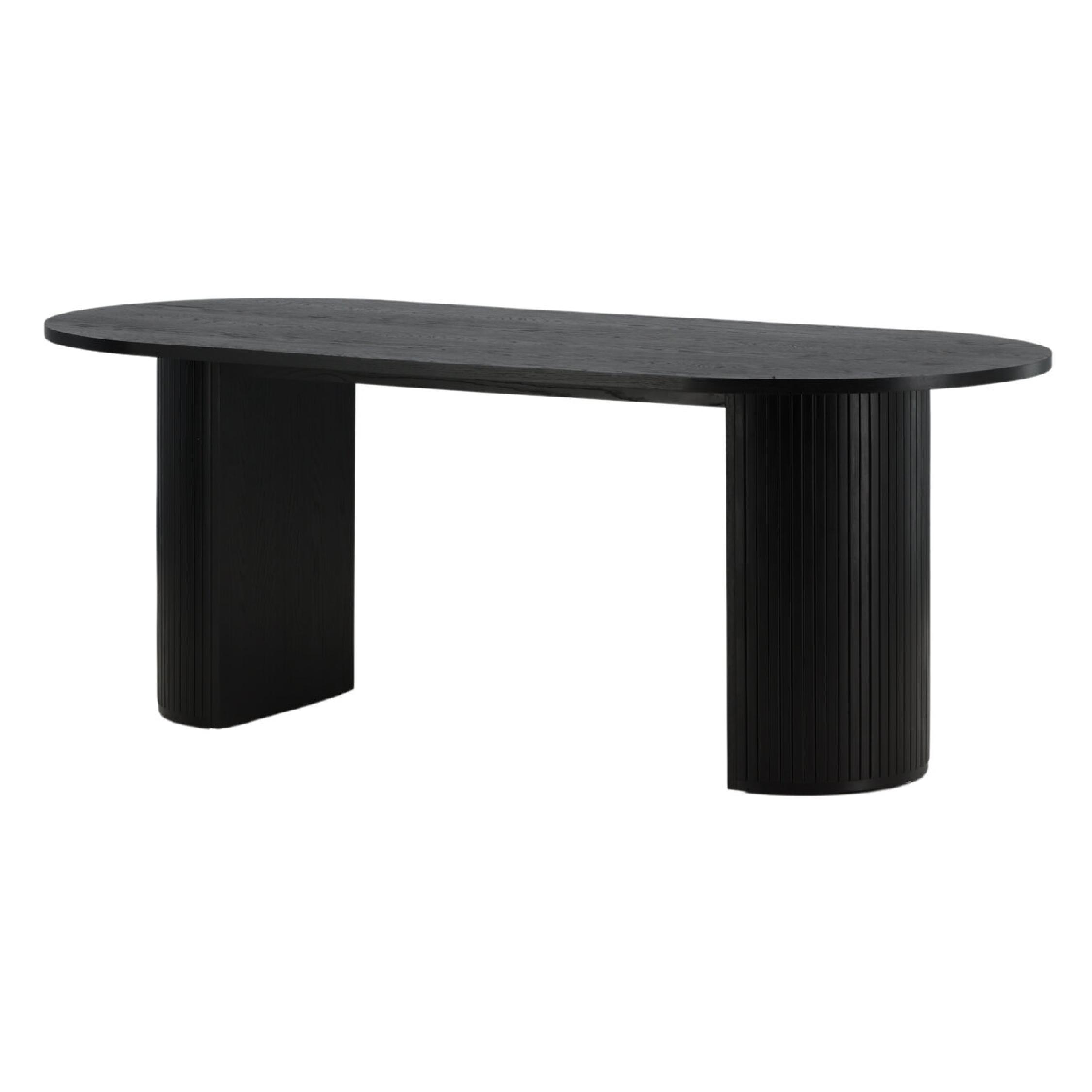 Ovale zwarte eettafel moderne stijl afbeelding 2