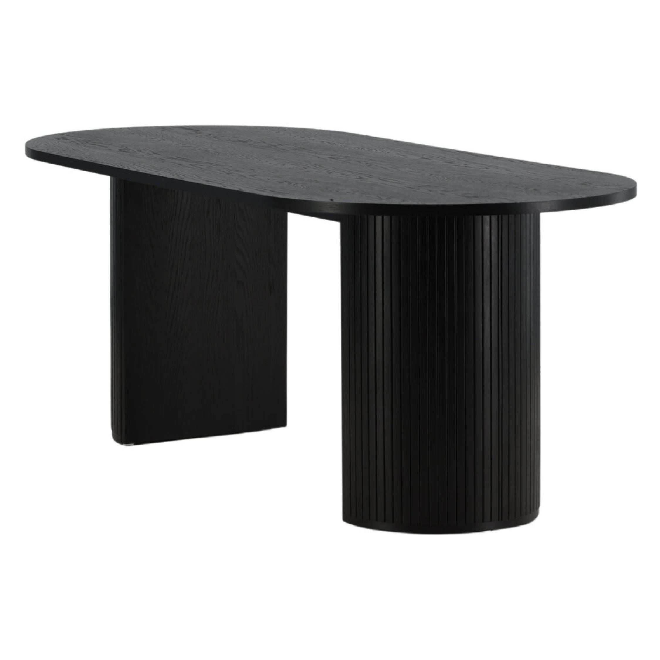 Ovale zwarte eettafel moderne stijl afbeelding 3