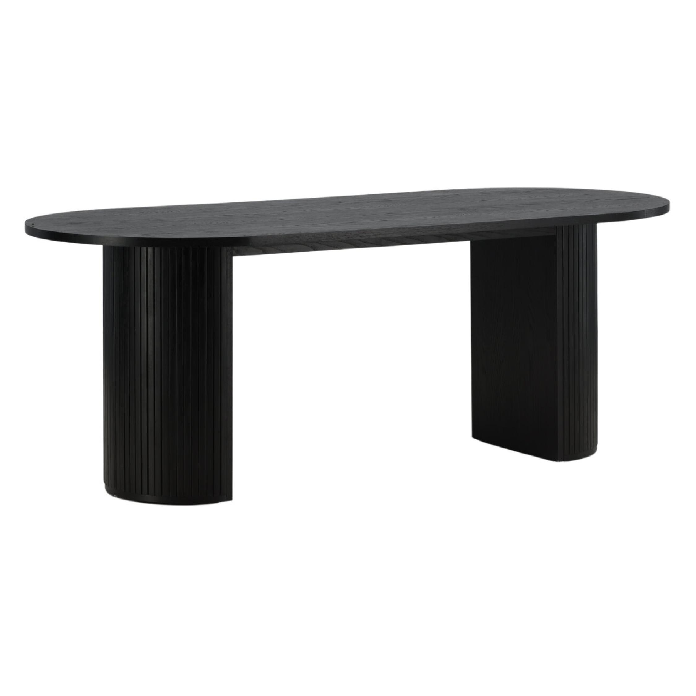 Ovale zwarte eettafel moderne stijl afbeelding 6