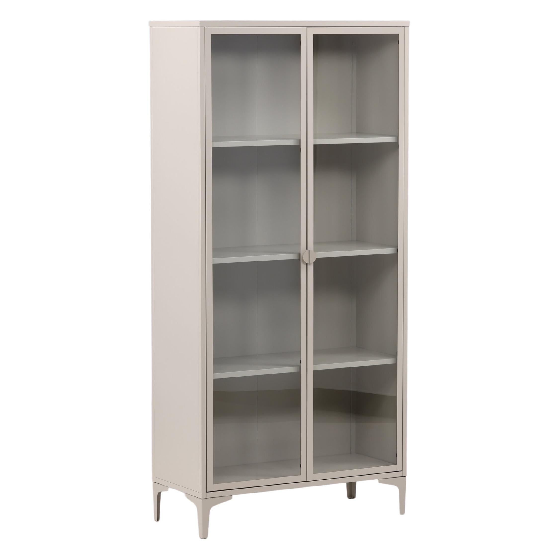 Elegante vitrinekast beige staal afbeelding 12