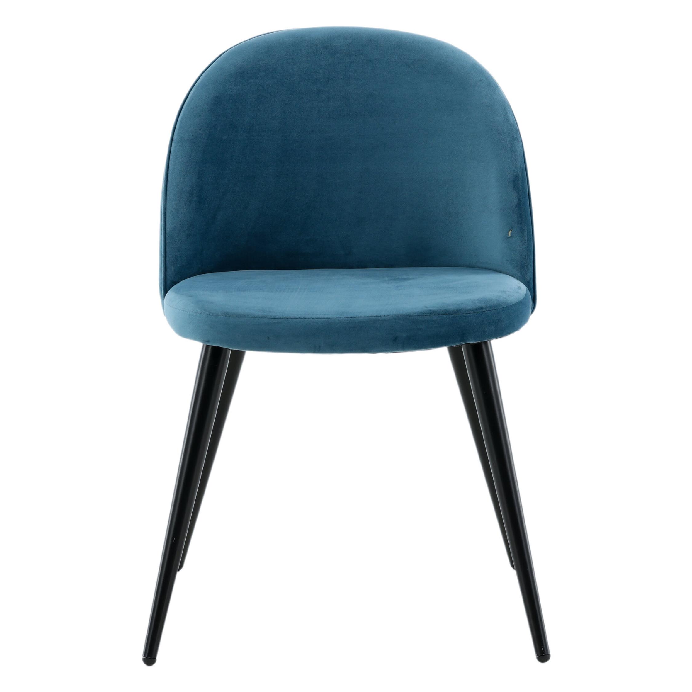 Yomi fluweel eetkamerstoelen blauw zwart afbeelding 1