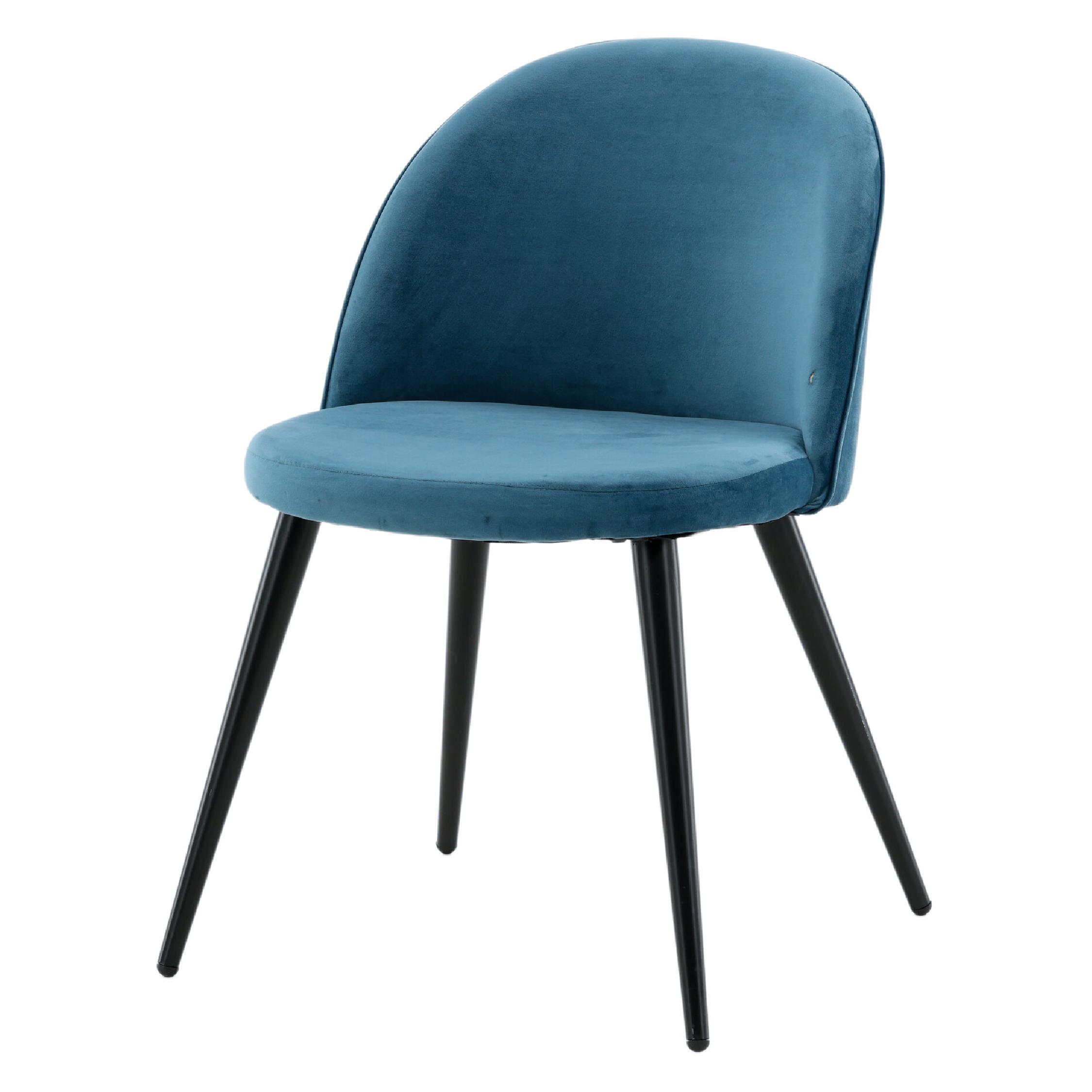 Yomi fluweel eetkamerstoelen blauw zwart afbeelding 2