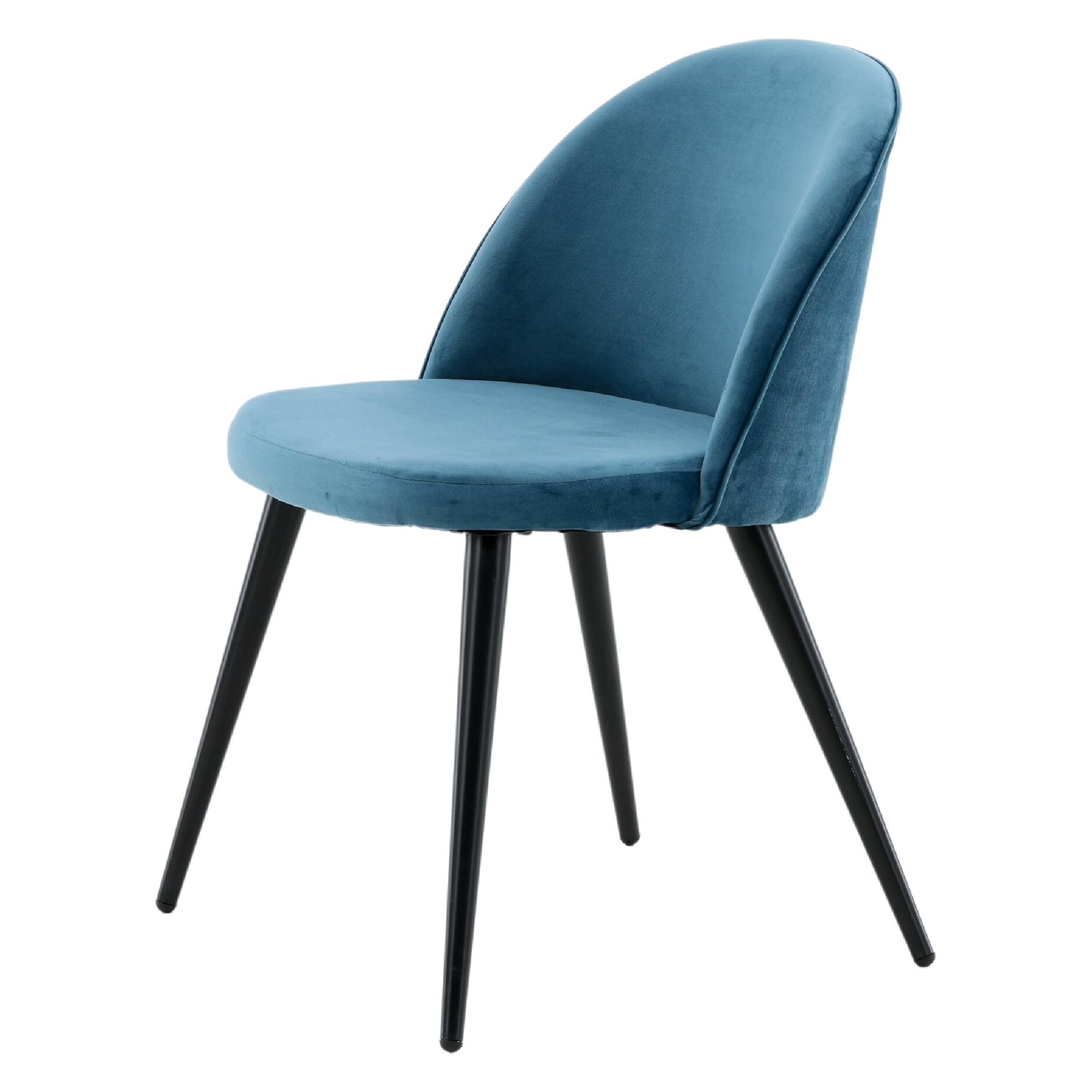 Yomi fluweel eetkamerstoelen blauw zwart afbeelding 3