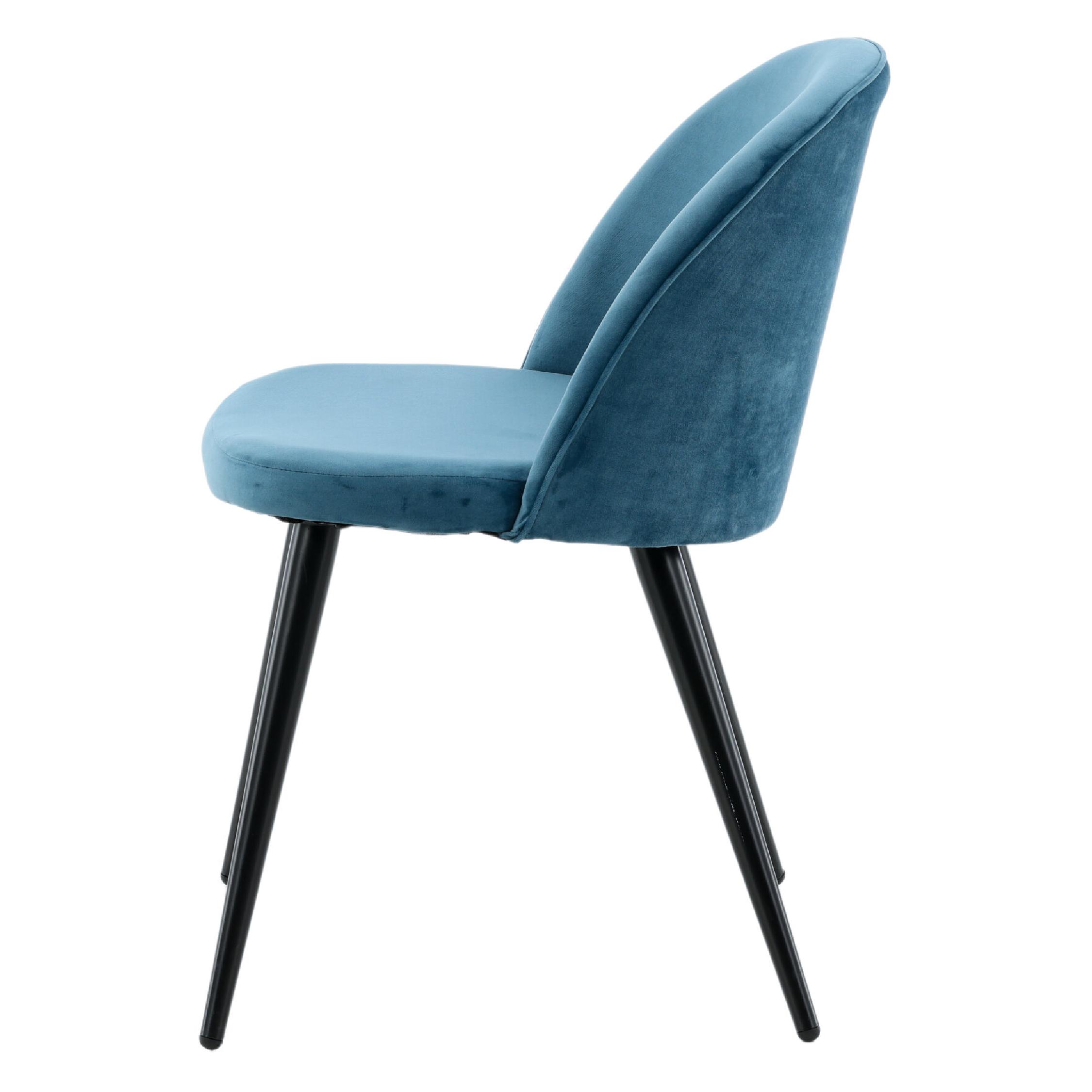 Yomi fluweel eetkamerstoelen blauw zwart afbeelding 4