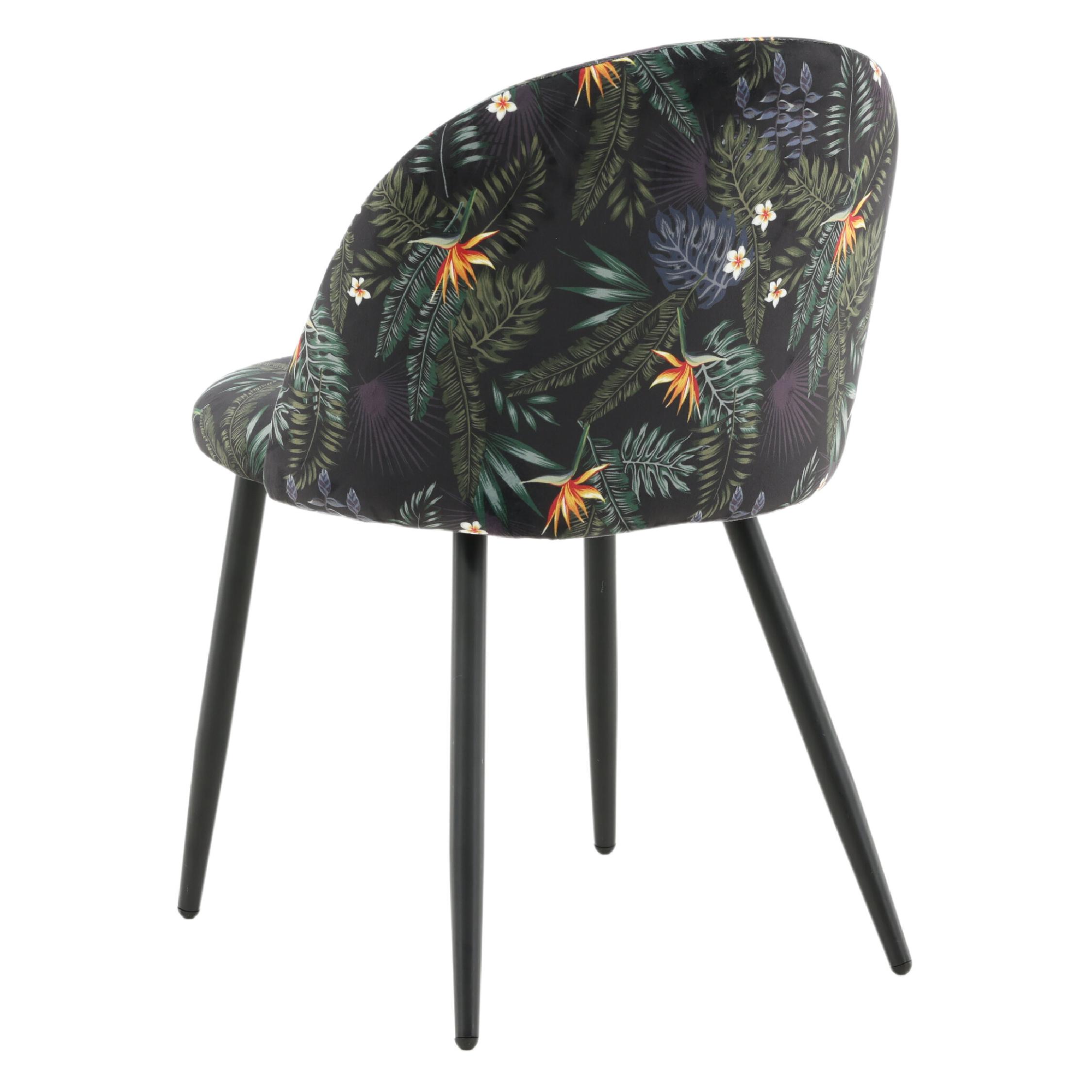 Zwarte bloemen eetkamerstoelen afbeelding 6