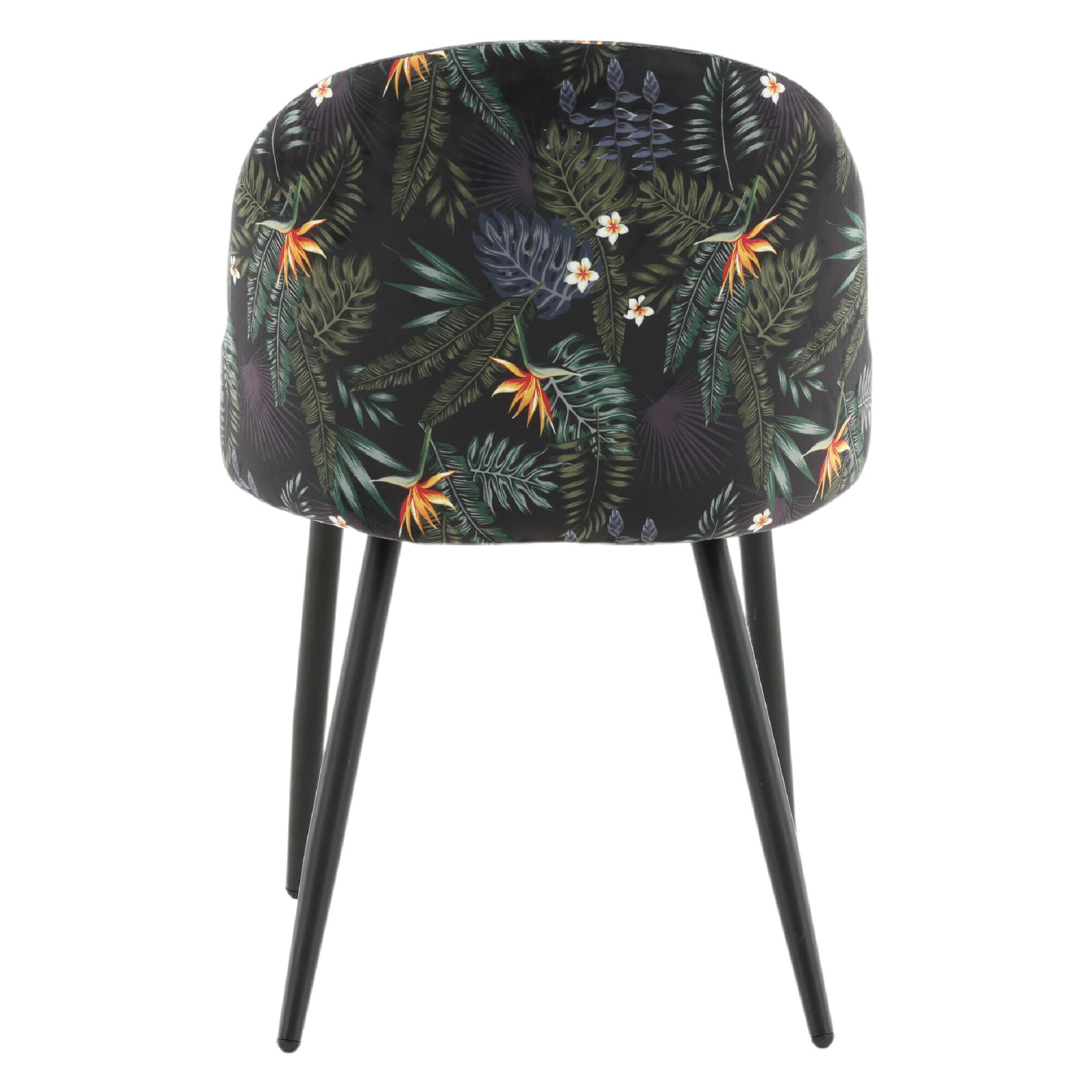 Zwarte bloemen eetkamerstoelen afbeelding 7