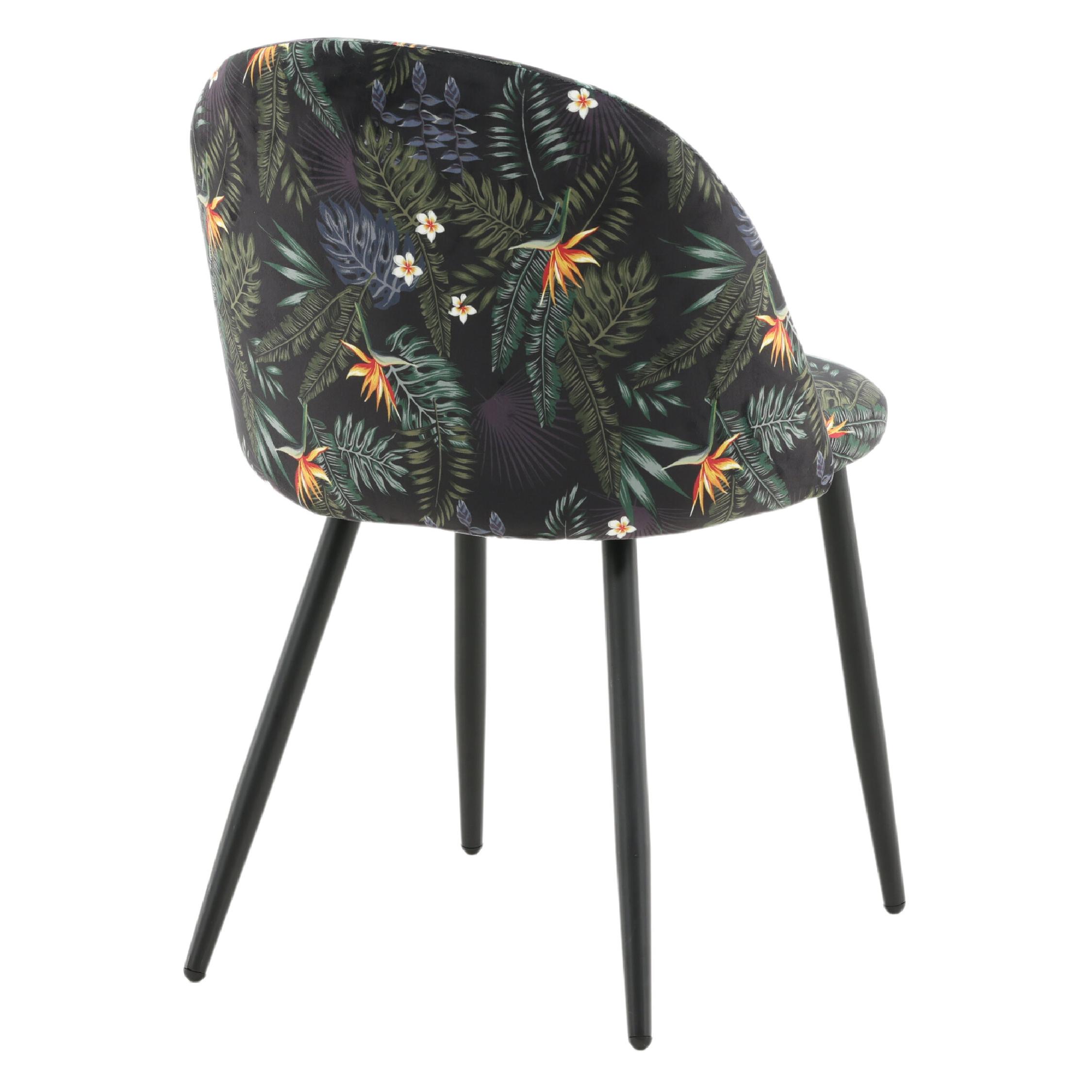 Zwarte bloemen eetkamerstoelen afbeelding 8