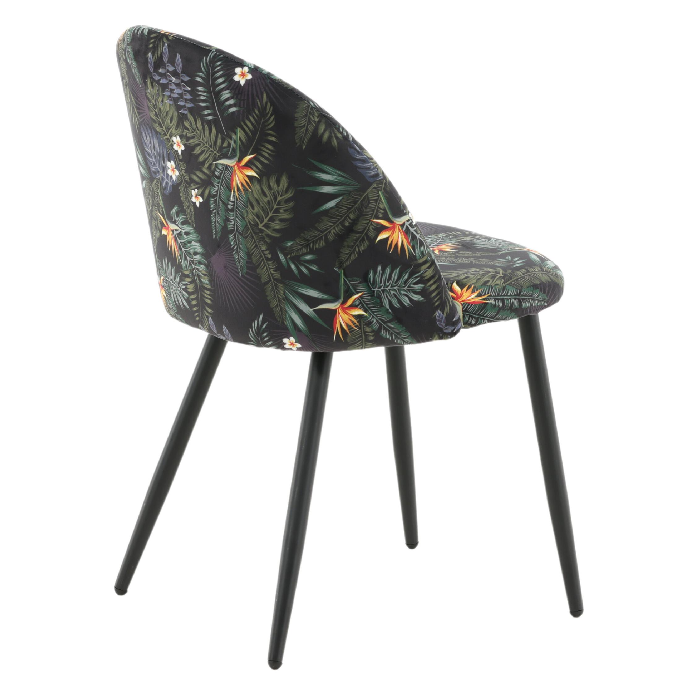 Zwarte bloemen eetkamerstoelen afbeelding 9