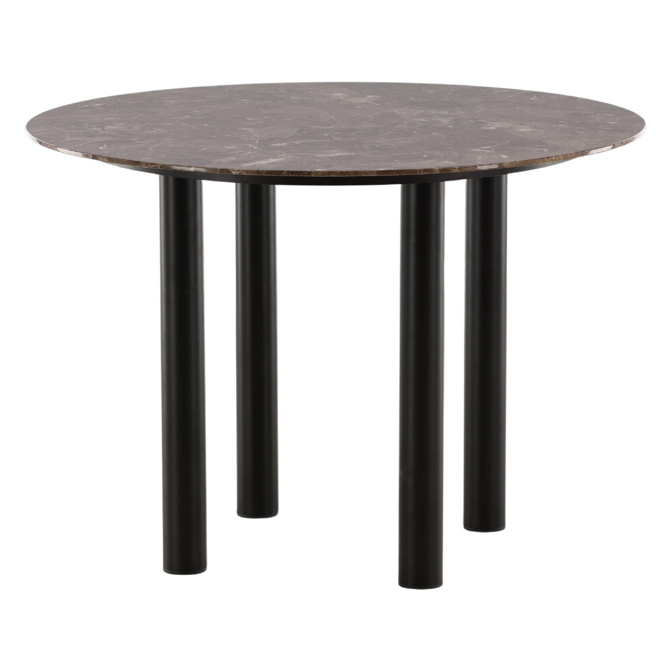 Ronde marmeren eettafel zwart donkerbruin afbeelding 3