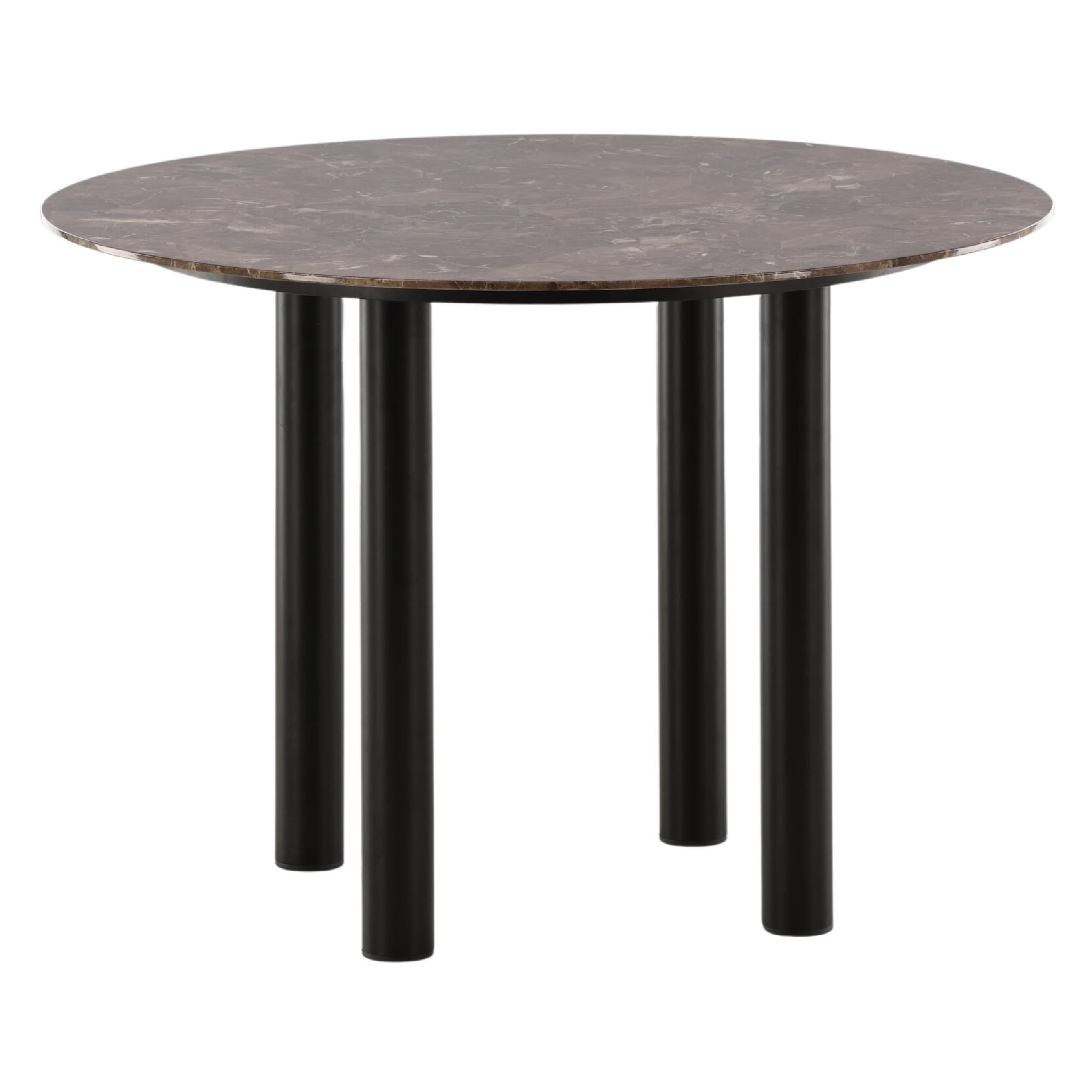 Ronde marmeren eettafel zwart donkerbruin afbeelding 5