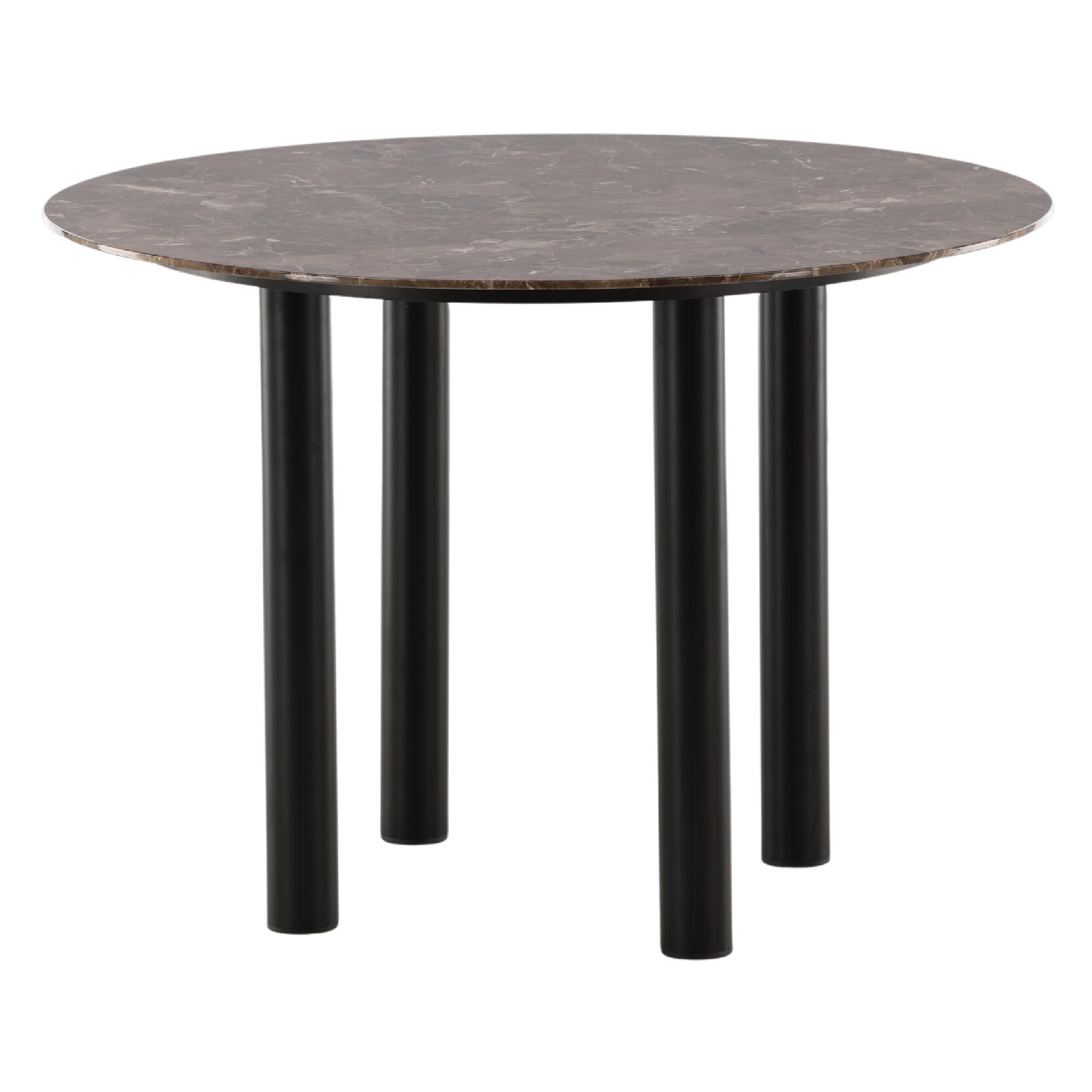 Ronde marmeren eettafel zwart donkerbruin afbeelding 6