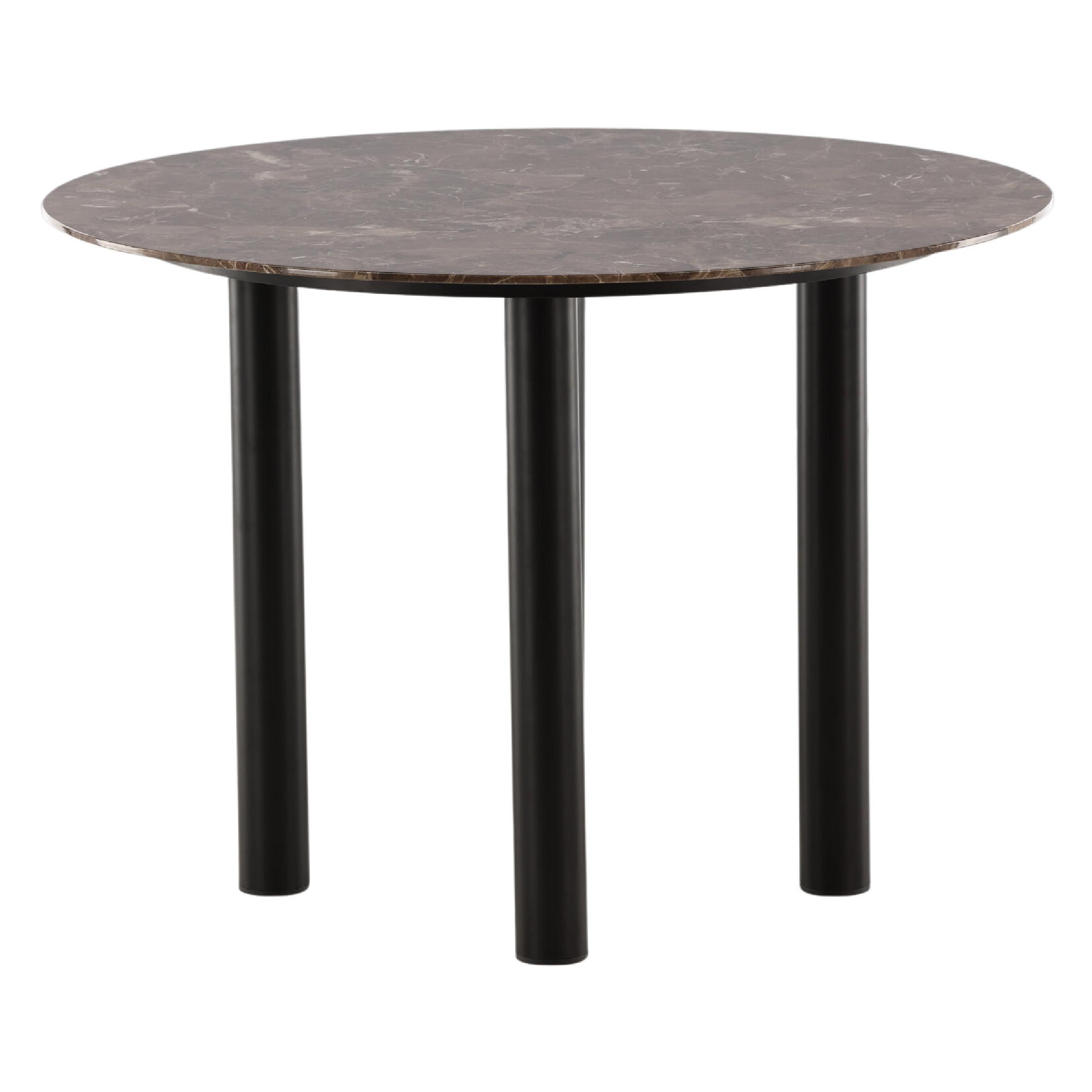 Ronde marmeren eettafel zwart donkerbruin afbeelding 7