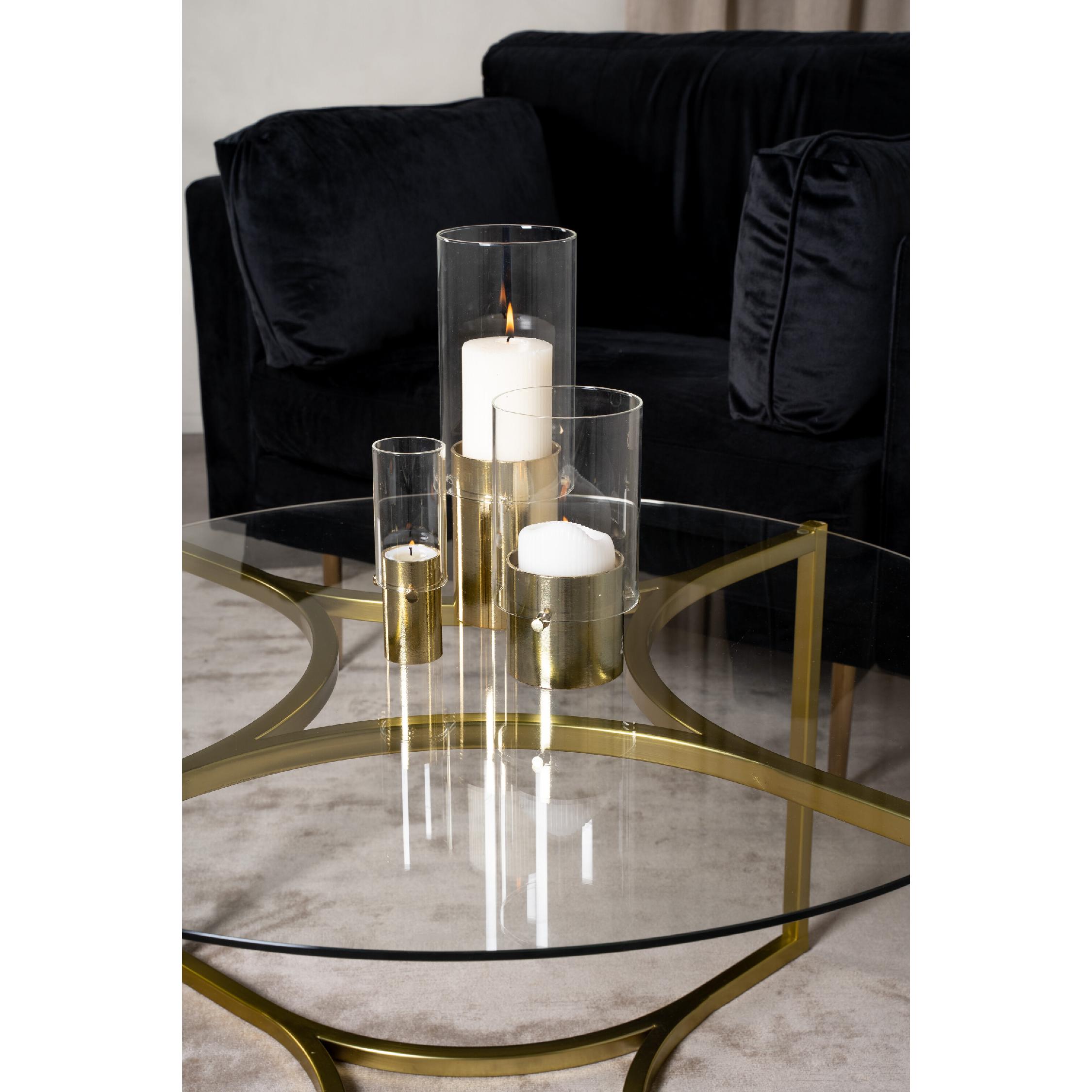 Favi Sofa Tafel Glas Geborsteld Messing afbeelding 6