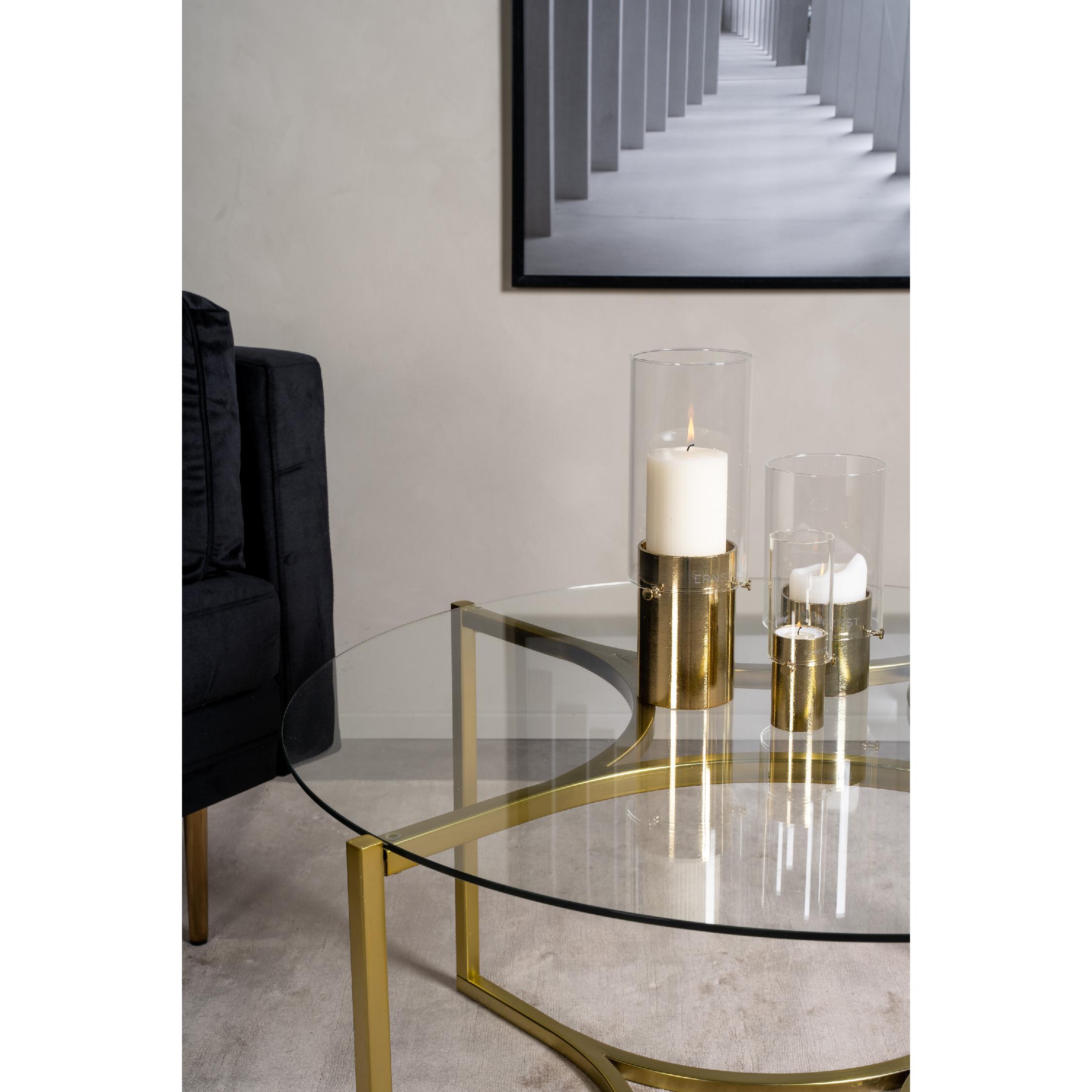 Favi Sofa Tafel Glas Geborsteld Messing afbeelding 7